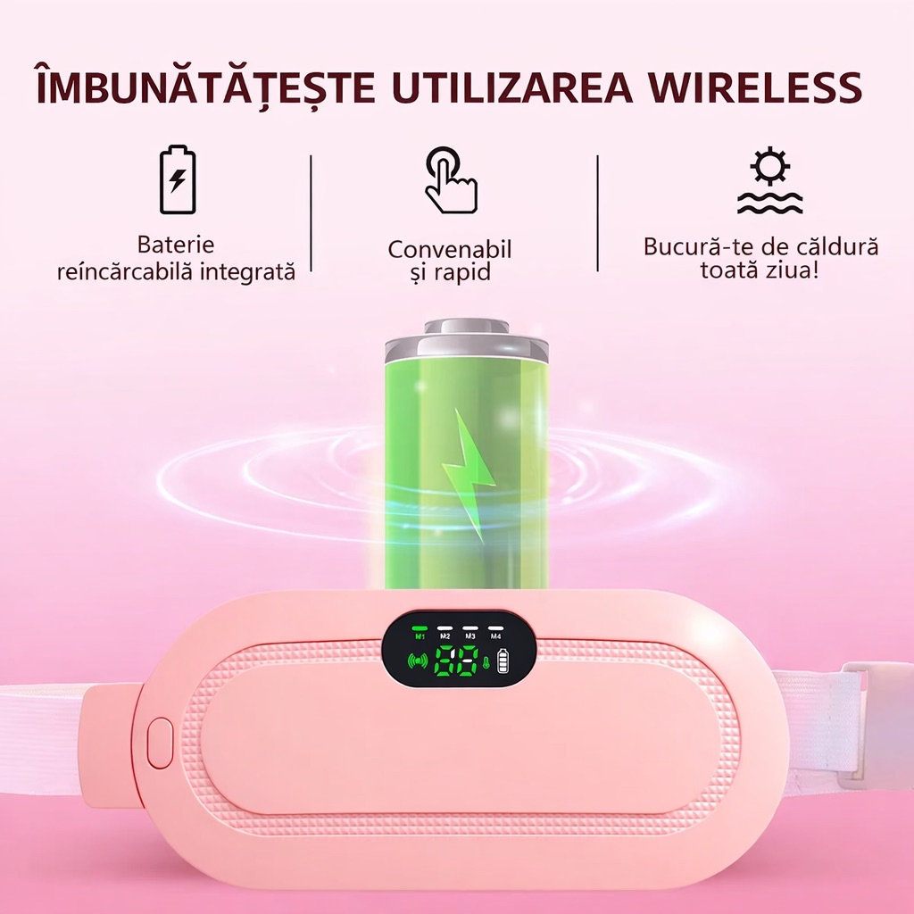 Centură Termică pentru Menstruație — Ameliorare Crampe și Masaj cu Vibrații