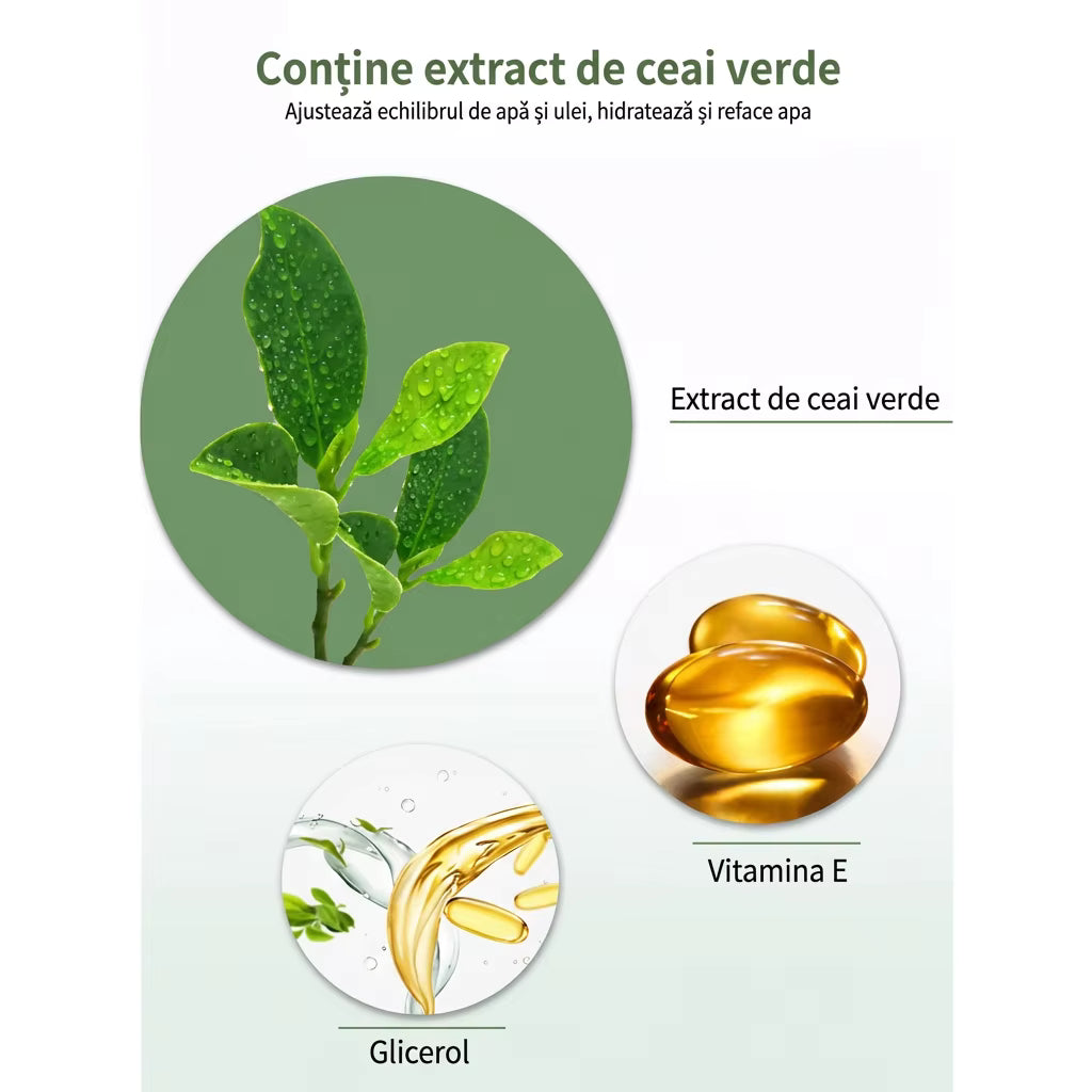 Mască Facială cu Argilă Verde – Curățare Profundă & Ten Mat